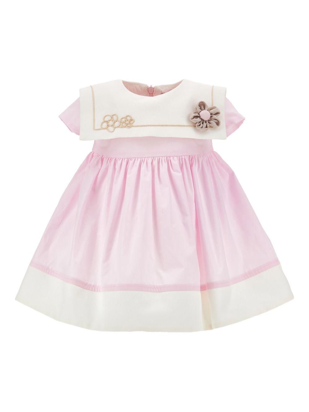 Abito per neonata Monnalisa rosa con applicazioni fiore 31G909 7116 9001 MONNALISA