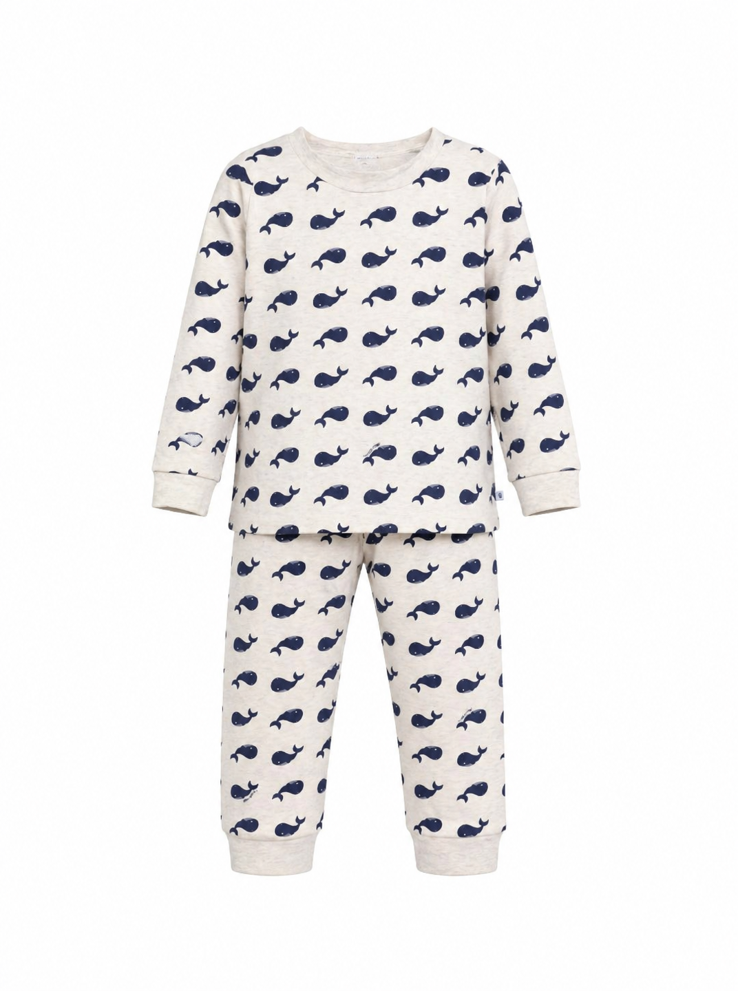 Set t-shirt e pantaloni per bambino Petit Bateau bianco con stampa balene all-over A0DBO 01 PETIT BATEAU