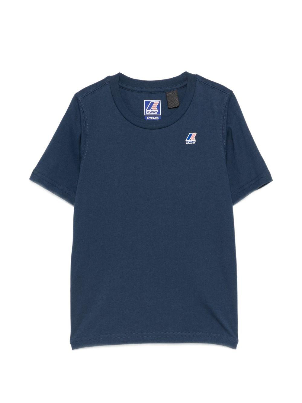 T-shirt per bambini K Way Kids blu con dettaglio logo K7133YW B67 K-WAY KIDS