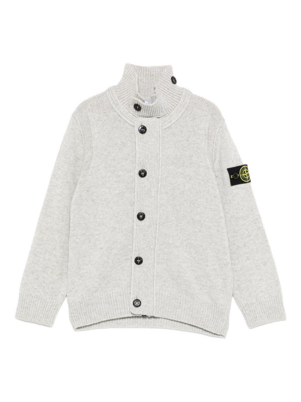 Cardigan per bambino Stone Island Junior grigio a collo alto con bottoni L2S165100003S00M1 V0M64 STONE ISLAND KIDS