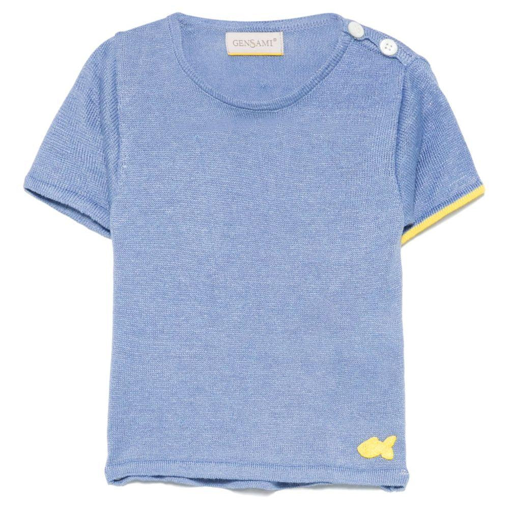 T-shirt per neonata Gensami kids azzurro in maglia GIR01-B-SOFT OCEAN BLUE GENSAMI KIDS