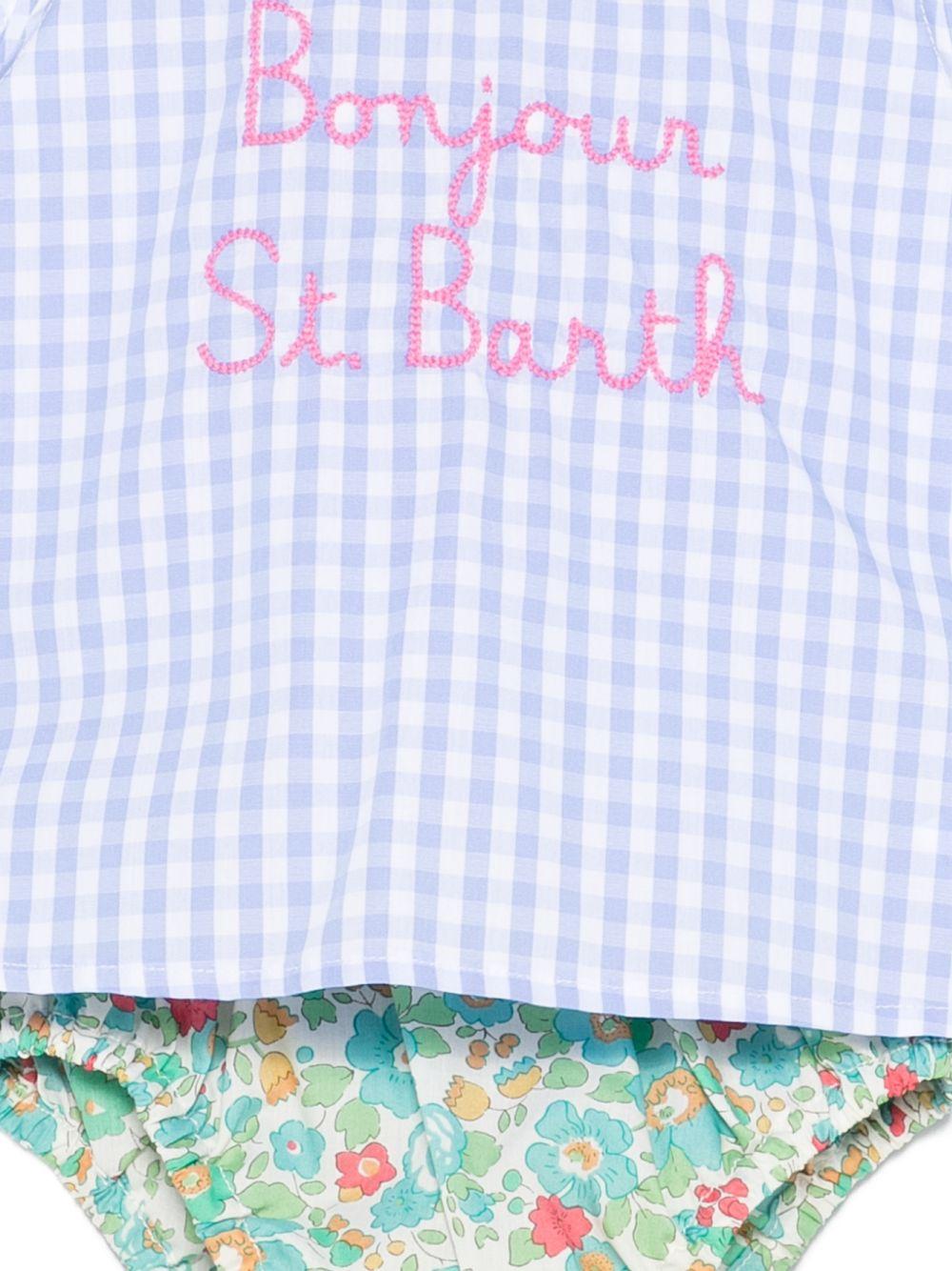 Abito Abbie per neonata MC2 Saint Barth Kids multicolore con scritta "Bonjour St. Barth" ricamata ABB0002 03254L MC2 ST. BARTH KIDS