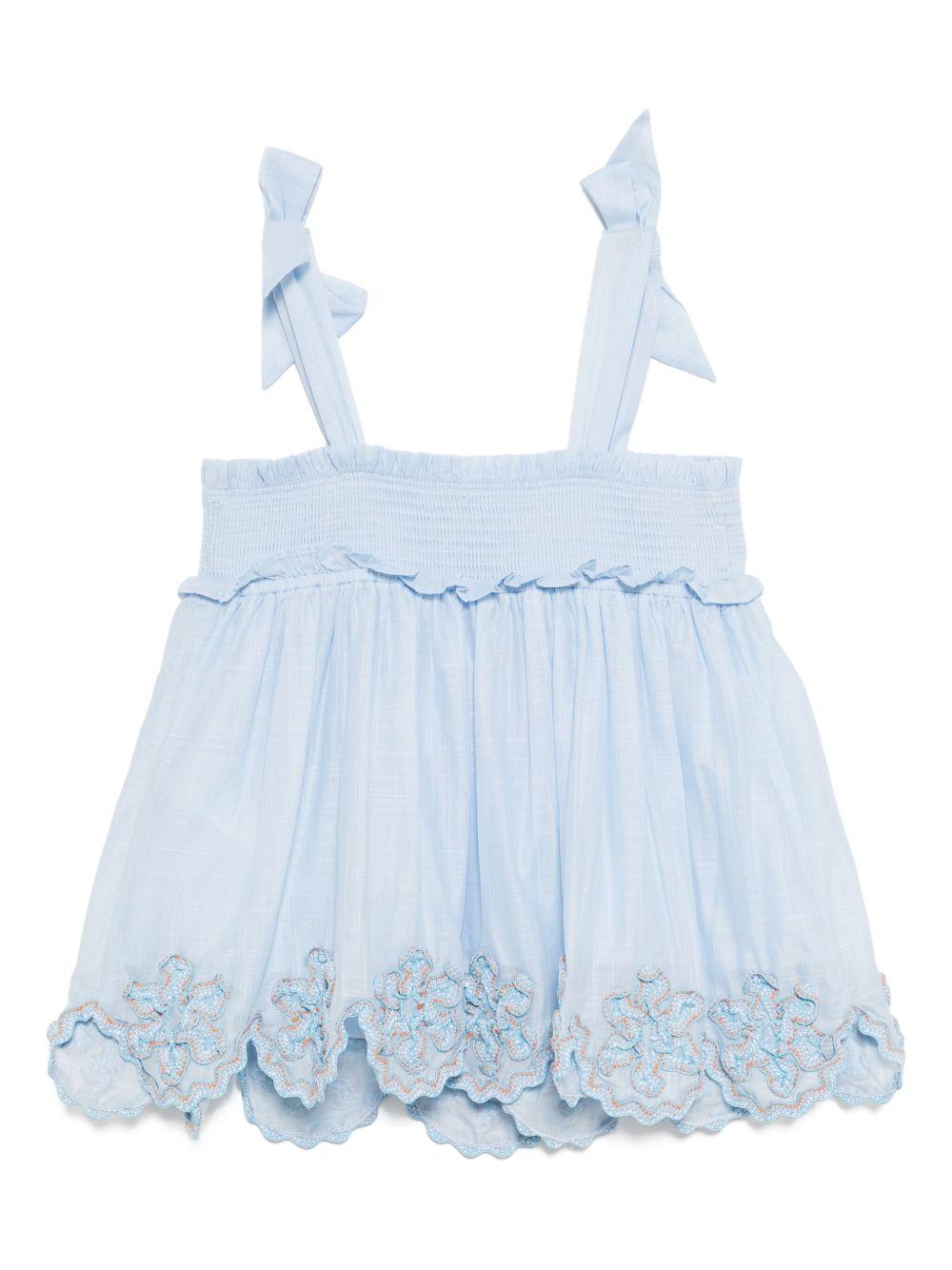 Top per bambina ZIMMERMANN Kids Cascadian azzurro con orlo a smerlo 3939TS S255 ZIMMERMANN KIDS