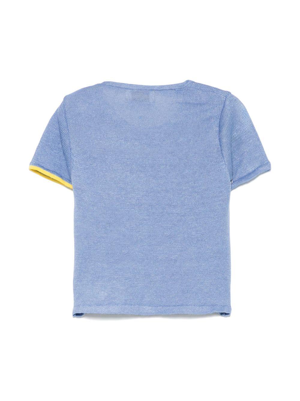 T-shirt per neonata Gensami kids azzurro in maglia GIR01-B-SOFT OCEAN BLUE GENSAMI
