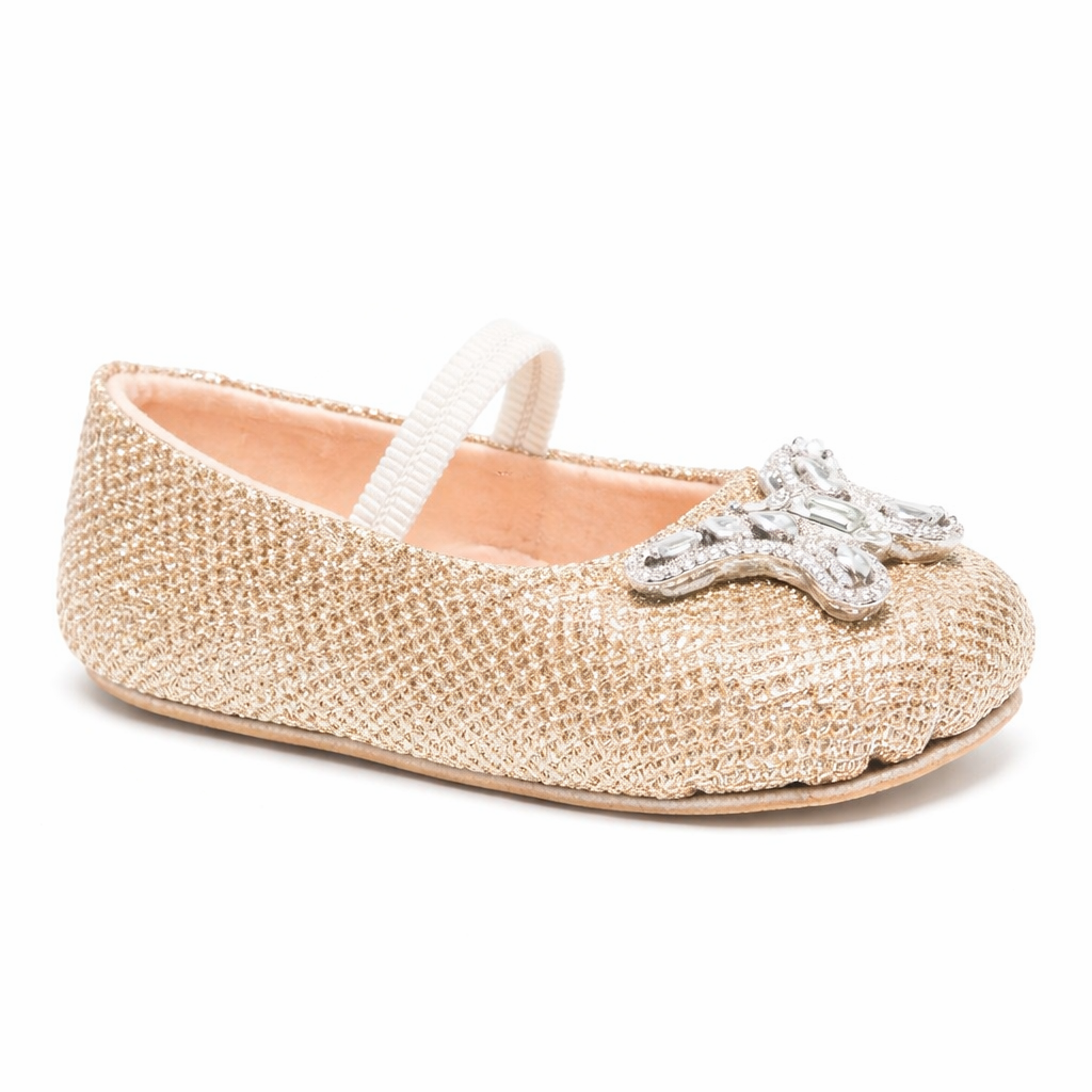 Ballerine per neonata Aruna Seth oro con applicazione farfalla sul davanti SON01 GOLD ARUNA SETH KIDS