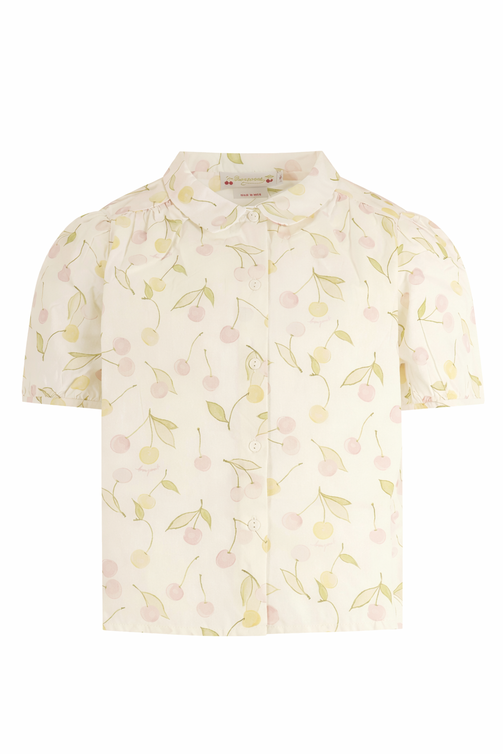 Camicia per bambina Bonpoint bianca con stampa ciliegie all-over S06GBLW00025 625 BONPOINT