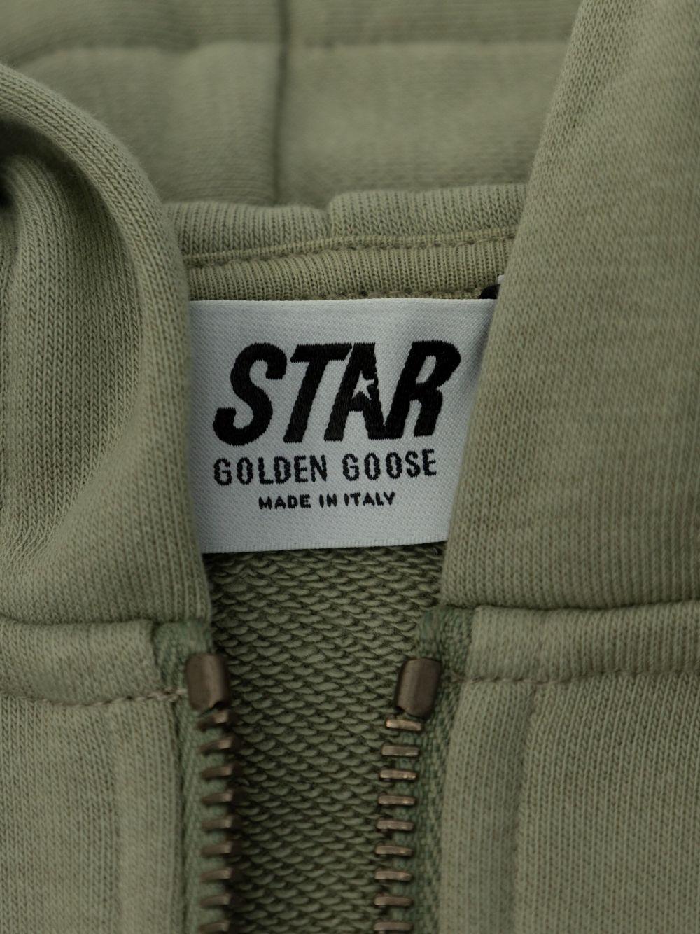 Felpa con stampa e cappuccio per bambino Golden Goose Kids verde con tasca frontale P01770P001727 35916 GOLDEN GOOSE KIDS