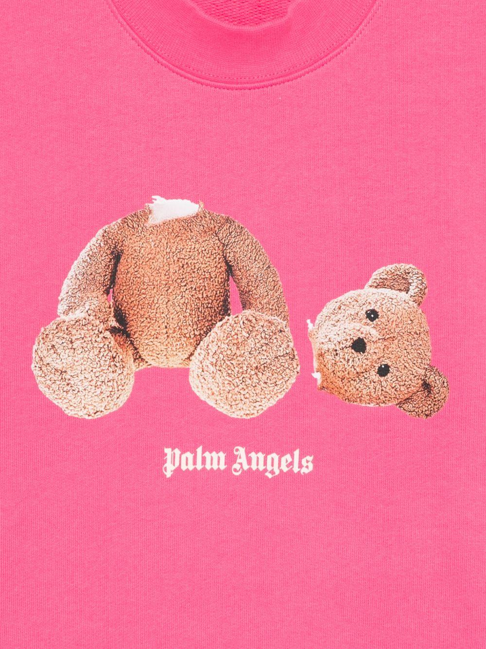 Felpa per bambina Palm Angels Kids rosa con stampa Teddy sul davanti PGBA013S26FLE002 044 PALM ANGELS KIDS