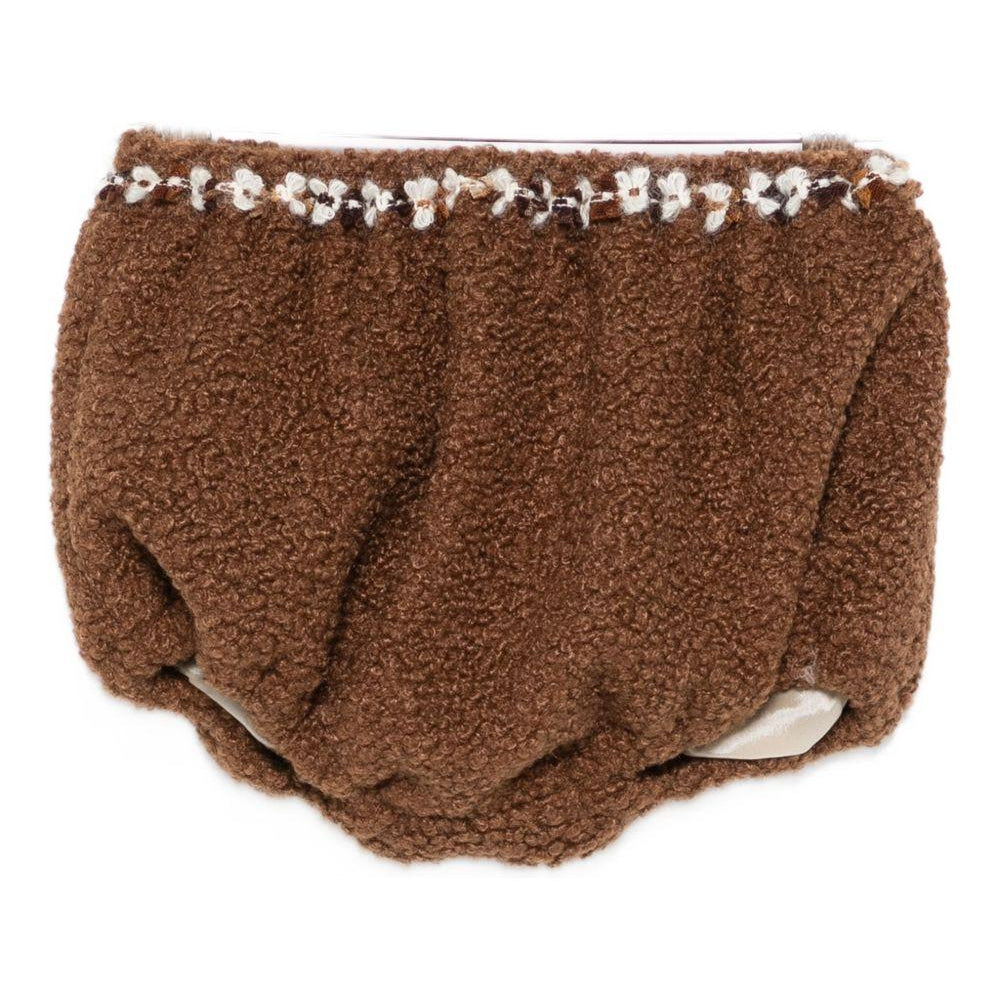 Shorts per neonata A'lapage marroni con ricamo floreale AL25NB CACAO A'LAPAGE