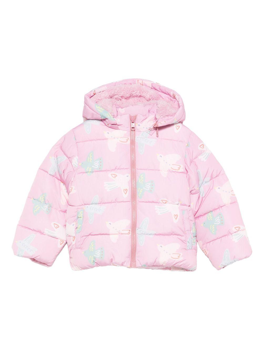 Piumino per neonata Stella McCartney Kids rosa con stampa uccelli TX2067 Z3221 568MC STELLA McCARTNEY KIDS