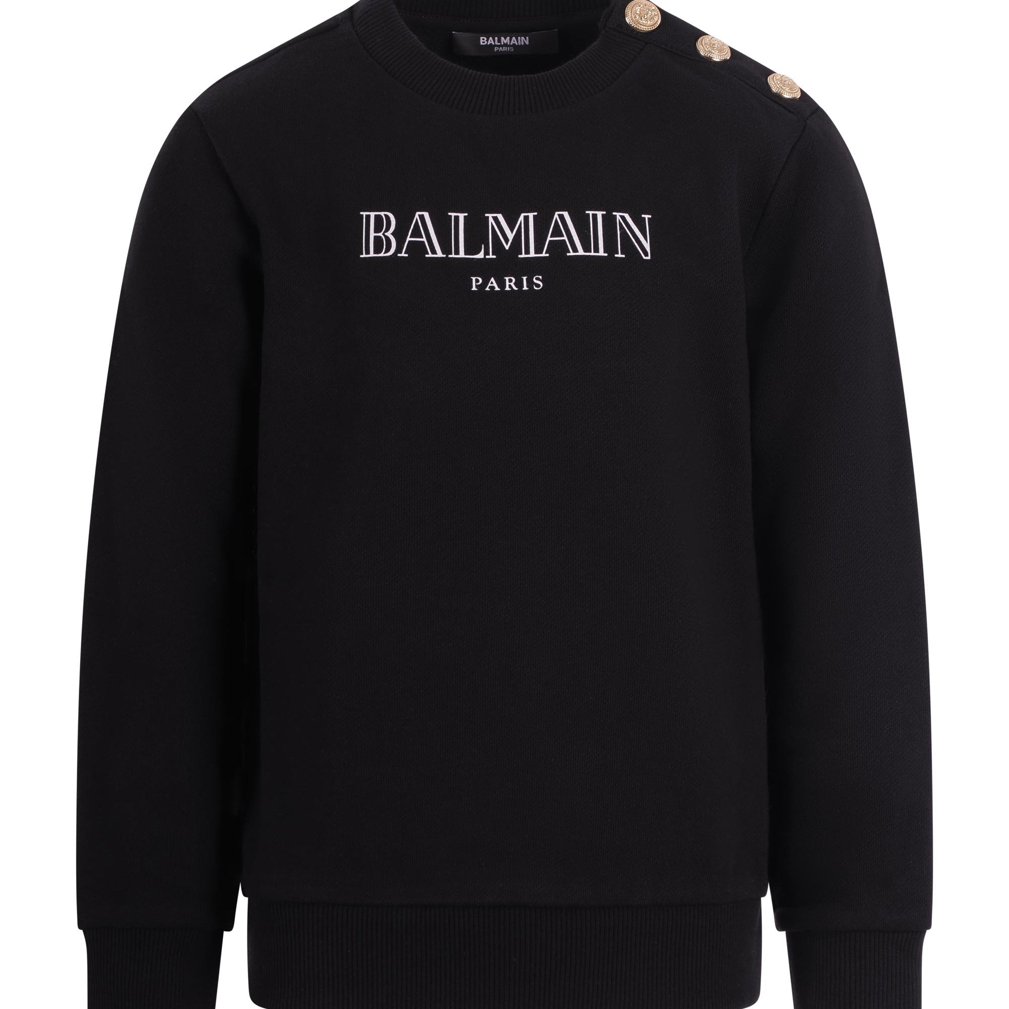 Felpa per bambino Balmain Kids nera con logo sul davanti BY4P20 Z3183 930BC BALMAIN KIDS