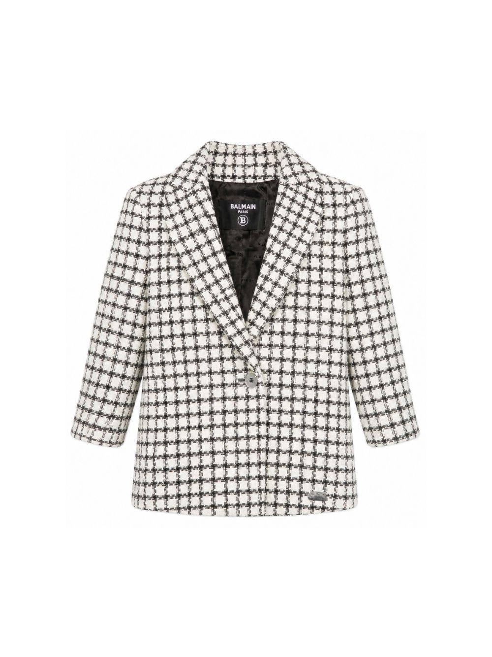 Blazer per bambina Balmain Kids bianco e nero con design in tweed BZ2A94 E0253 102AG BALMAIN KIDS