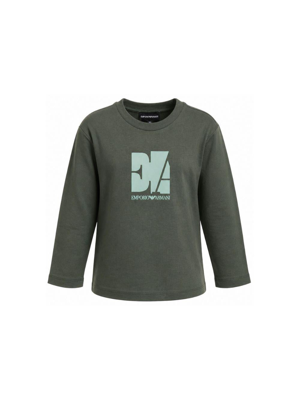 T-shirt per bambino Emporio Armani Kids verde con stampa grafica EB001667 AF26009 U8114 EMPORIO ARMANI KIDS