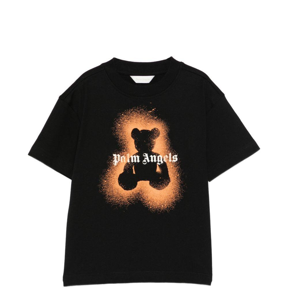 T-shirt per bambino Palm Angels Kids nera con stampa logo PBAA003S26JER006 110 PALM ANGELS KIDS