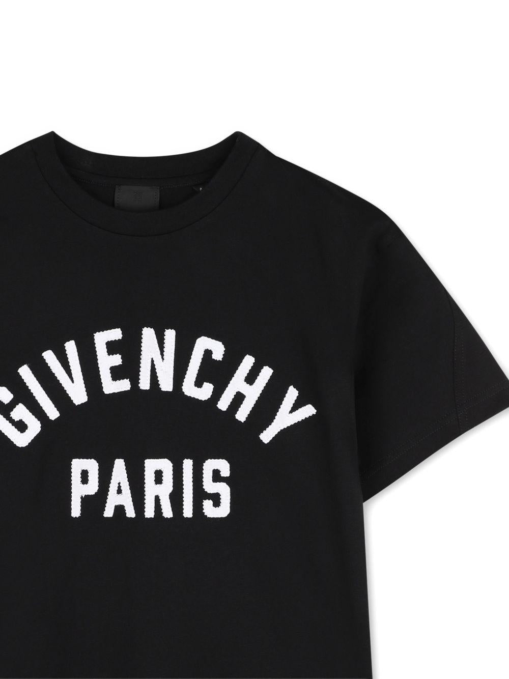 T-shirt per bambini Givenchy Kids nera con stampa logo sul davanti H31345 09B GIVENCHY KIDS