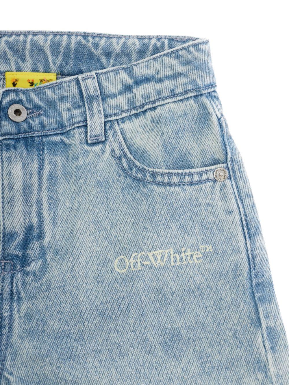Shorts per bambina Off-White Kids azzurri con dettaglio logo 44GYC004S26D001 452 OFF WHITE KIDS