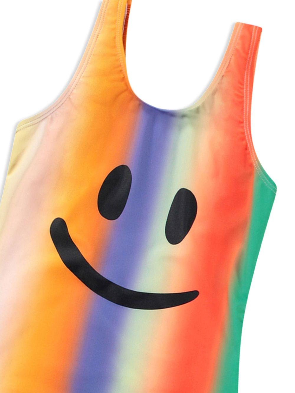 Costume intero per bambina multicolor Nika con design elasticizzato e stampa smiley 8S25P520 3791 MOLO