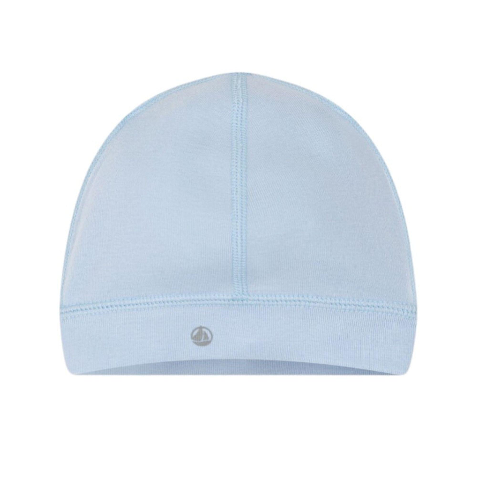Cappellino per neonato Petit Bateau azzurro con logo sul davanti A0CIU 01 PETIT BATEAU