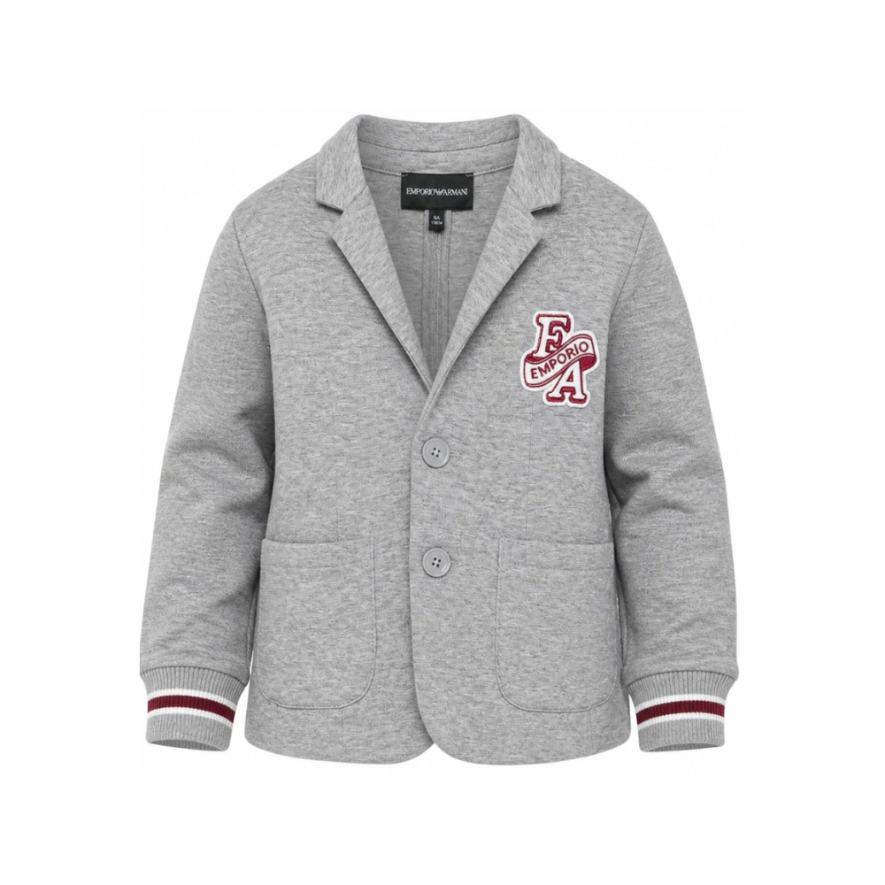 Blazer per bambino Emporio Armani Kids grigio con trama a tacca EB001532 AF10126 O8042 EMPORIO ARMANI KIDS