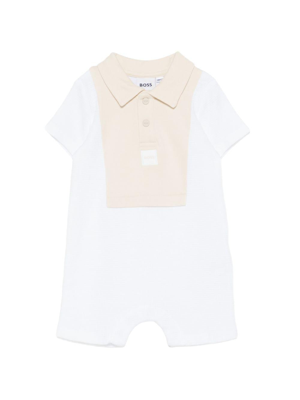 Tutina per neonato Boss Kids bianca con colletto polo J53031 10P BOSS KIDS