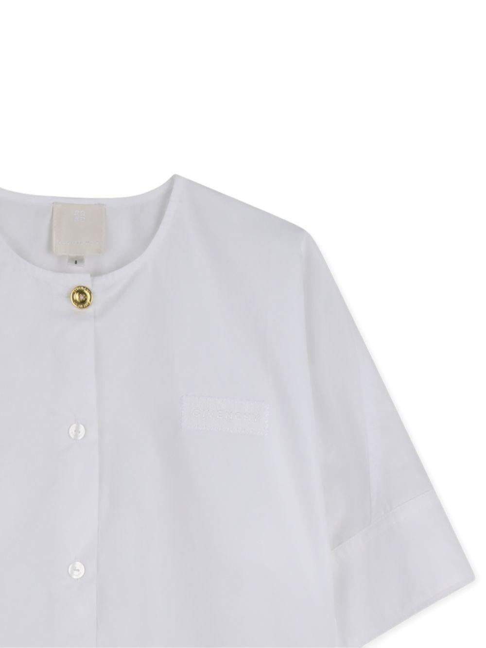 Camicia per bambina Givenchy Kids bianca a maniche corte con bottoni H31220 10P GIVENCHY KIDS
