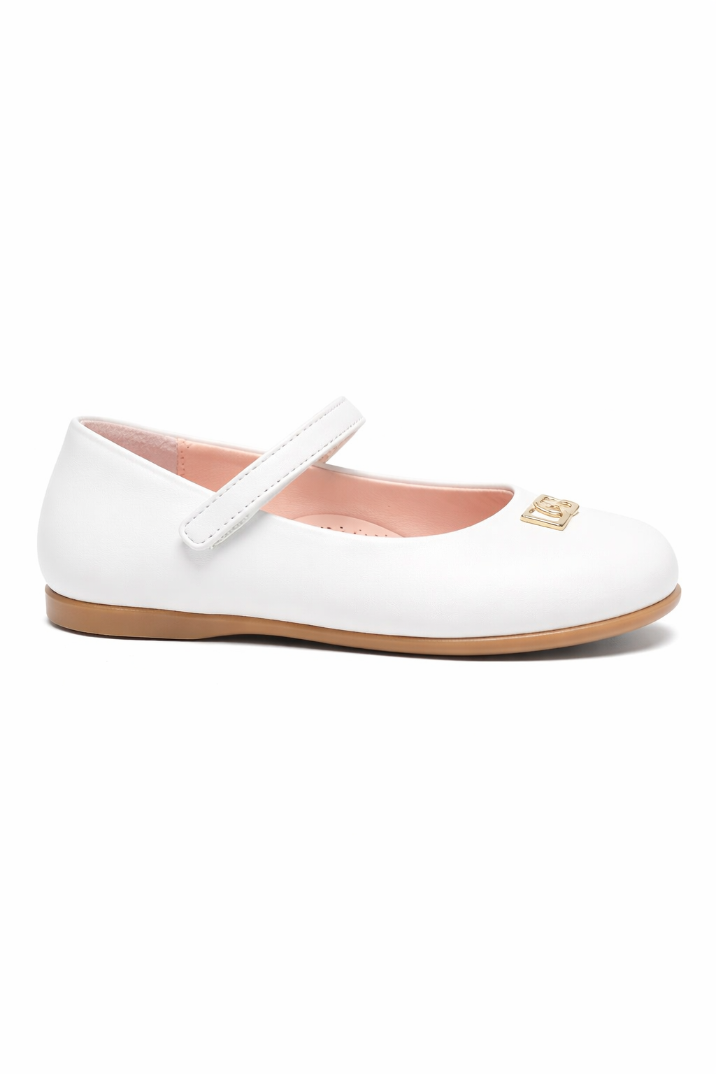 Ballerine per bambina Dolce & Gabbana Kids bianche con dettaglio logo dorato D20114 AB793 80001 DOLCE & GABBANA KIDS