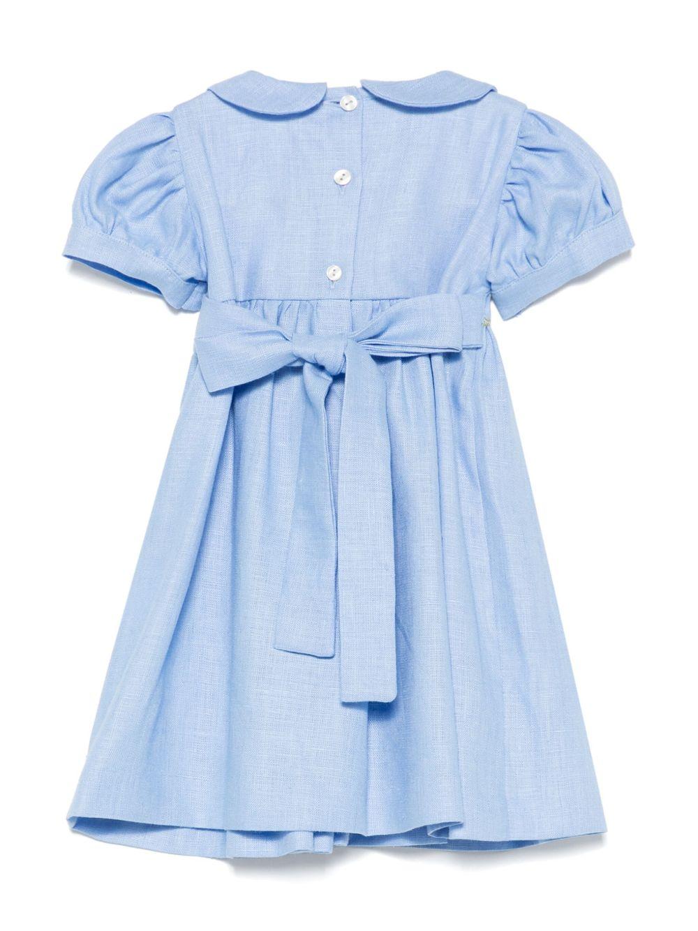 Abito per neonata Mariella Ferrari azzurro con inserto con punto smock ATC3 054 MARIELLA FERRARI