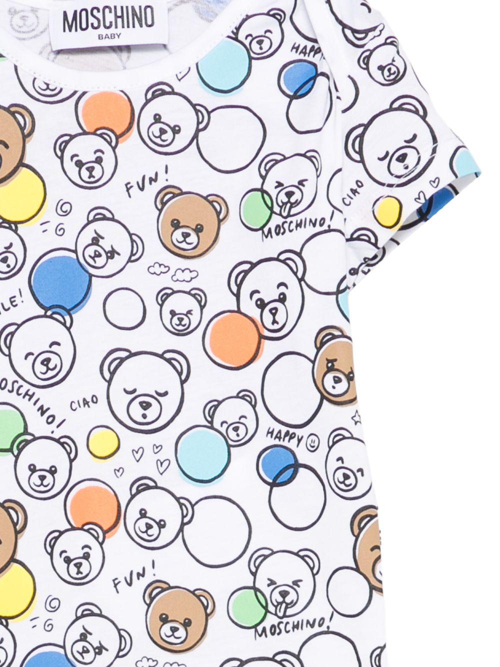 Body per neonato Moschino Kids bianco con stampa all-over MUT04JLAB5A 83680 MOSCHINO KIDS