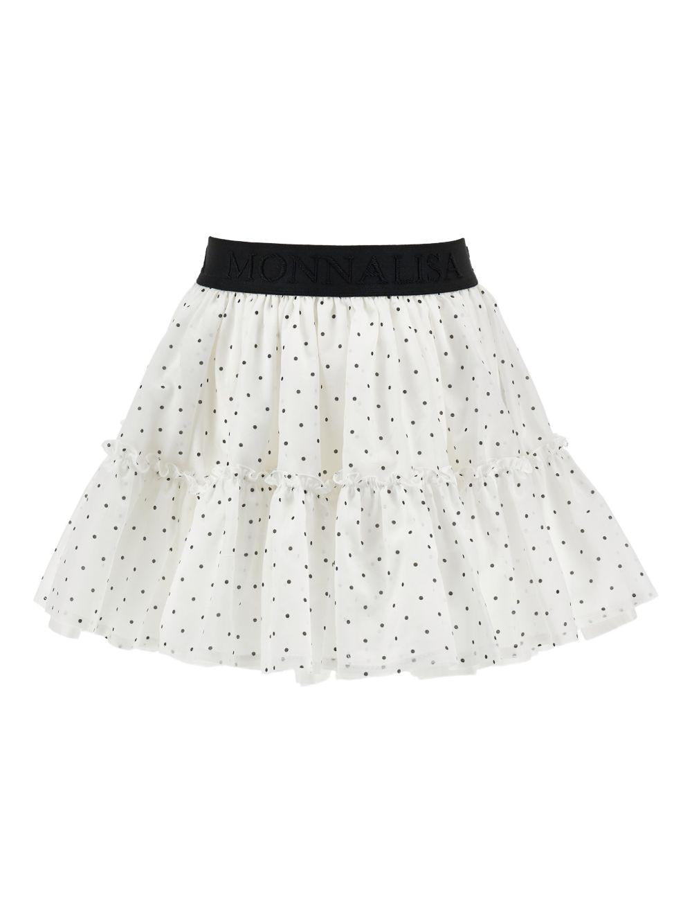 Gonna per bambina Monnalisa bianca con motivo a pois 11G702 7106 9950 MONNALISA KIDS