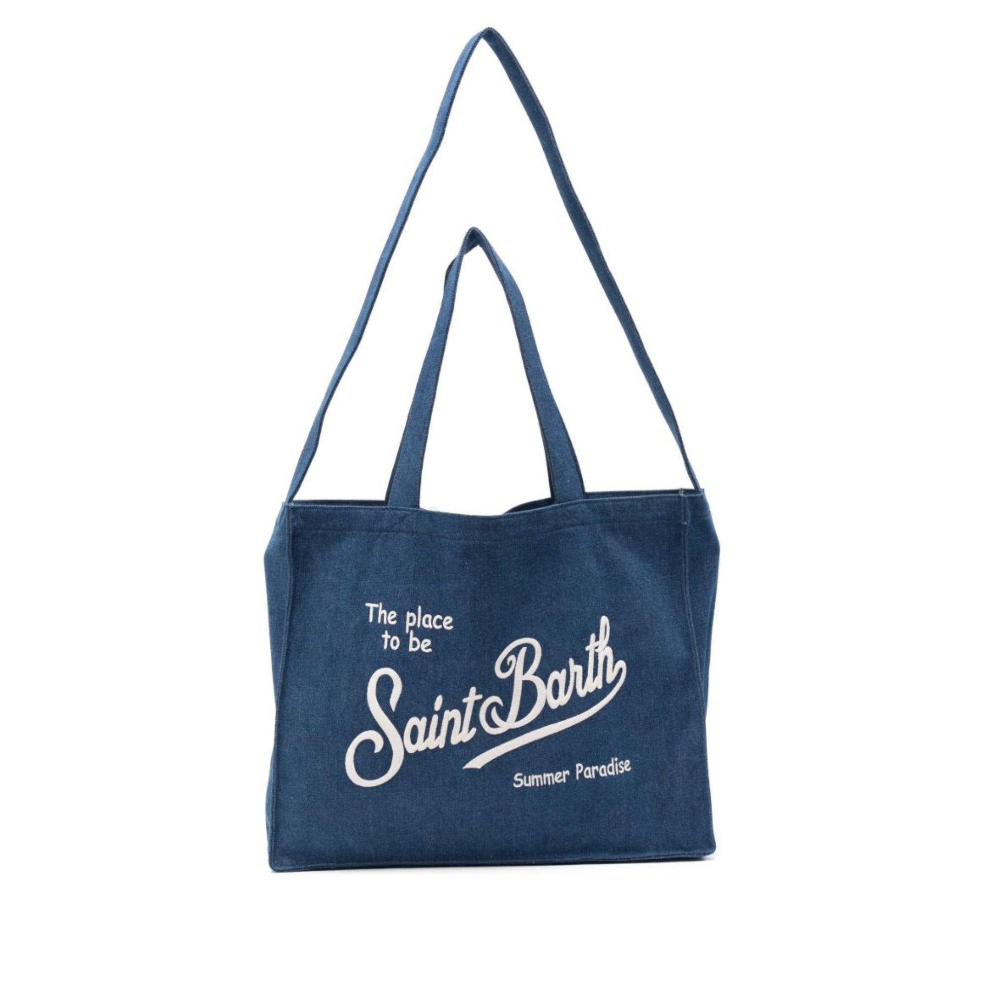 Borsa tote Essential Bag N MC2 Saint Barth denim con logo stampato EBAGN006 00431L MC2 ST. BARTH KIDS