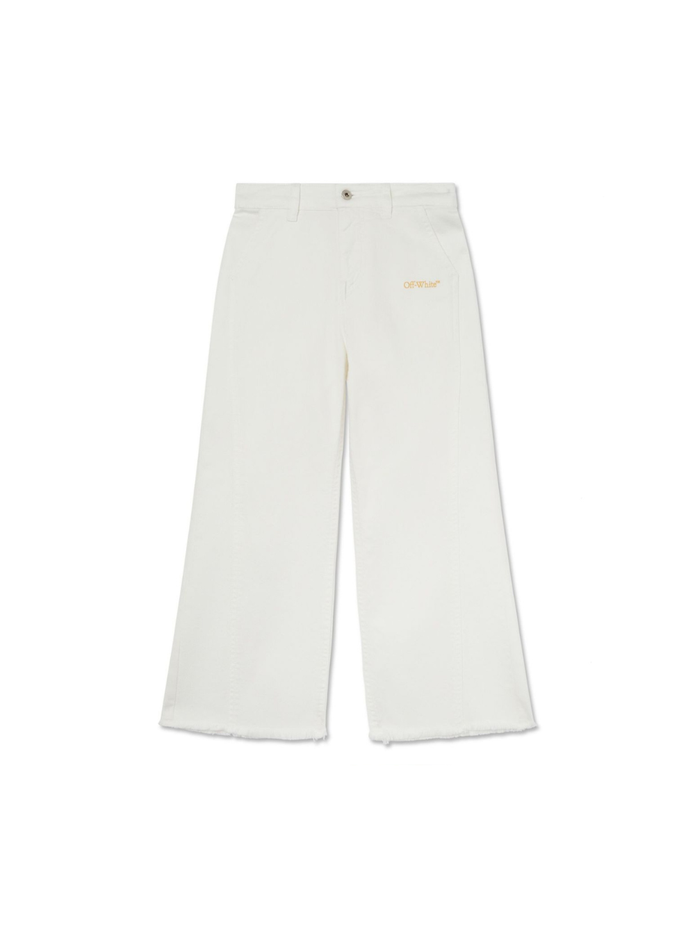 Jeans per bambina Off-White Kids Bookish bianco con orlo sfrangiato OGYB002S25DEN001 0118 OFF WHITE KIDS