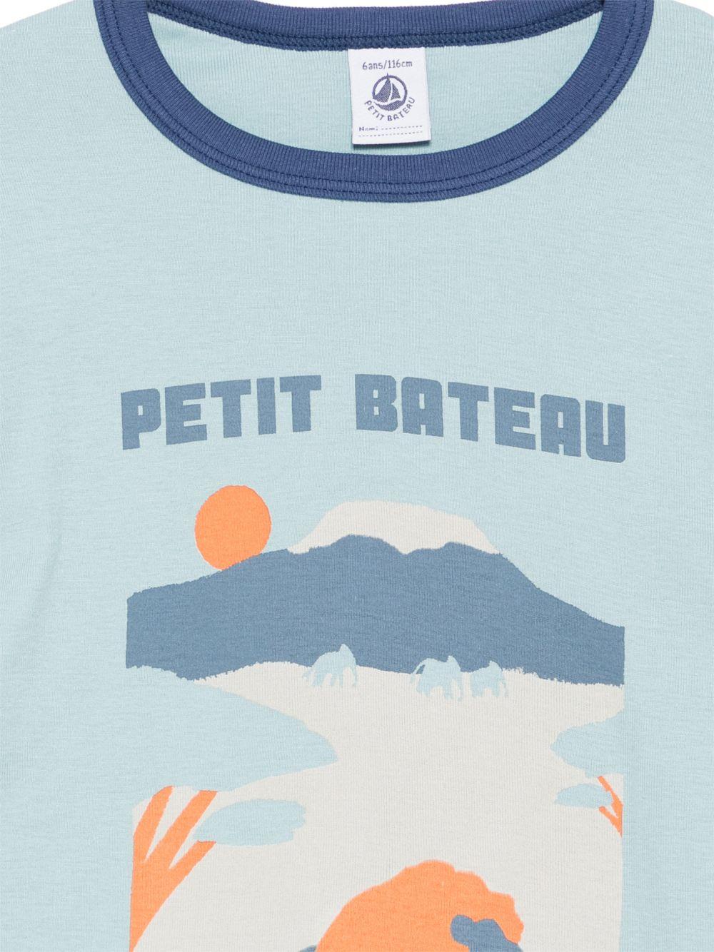 Pigiama per bambino Petit Bateau azzurro con stampa grafica all-over A0FCO 01 PETIT BATEAU