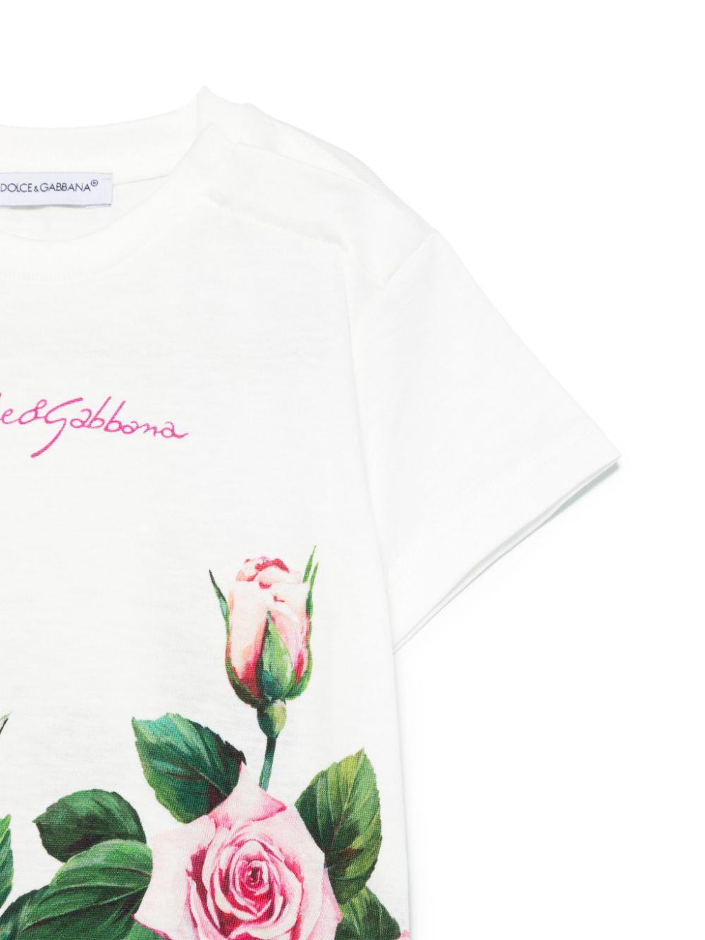 T-shirt con stampa per neonata Dolce & Gabbana Kids bianco con orlo dritto L2JTIT II7GI HA5IZ DOLCE & GABBANA KIDS