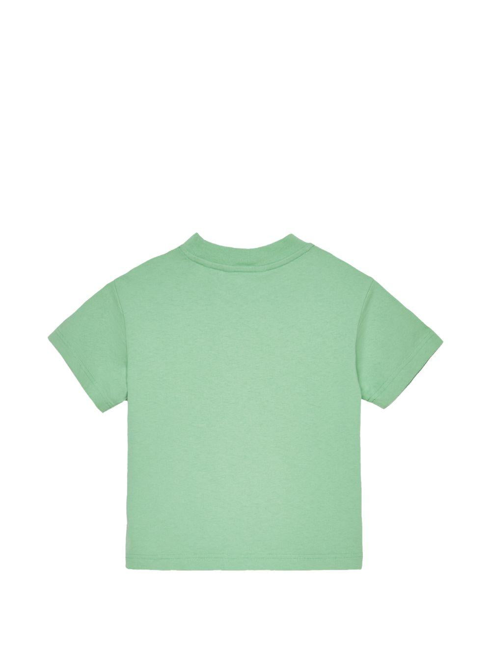T-shirt per bambino Palm Angels Kids verde con stampa Teddy sul davanti PBAA003S26JER001 080 PALM ANGELS KIDS