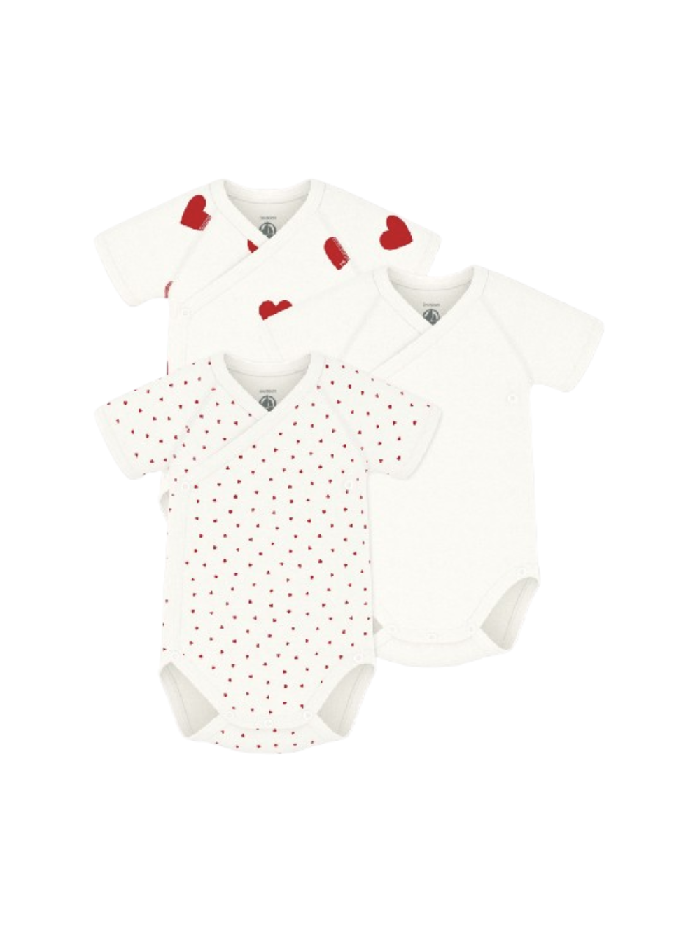 Set di tre body per neonati Petit Bateau bianco con maniche corte A04O7 00 PETIT BATEAU KIDS