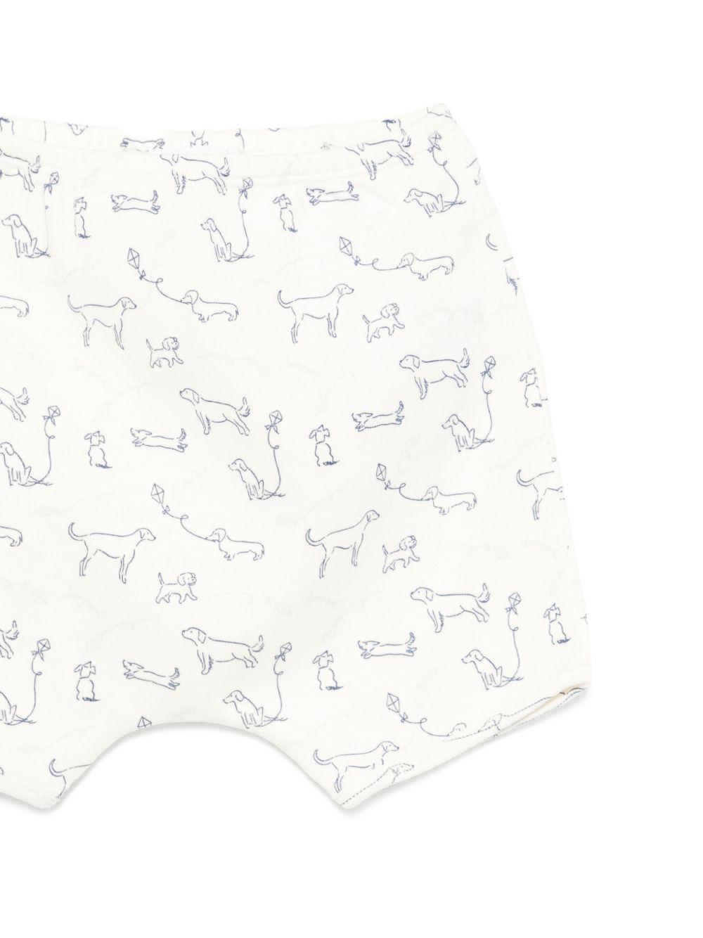 Set Fanilo t-shirt e shorts per neonati Bonpoint beige con stampa cagnolino S06ONIK00012 676 BONPOINT KIDS