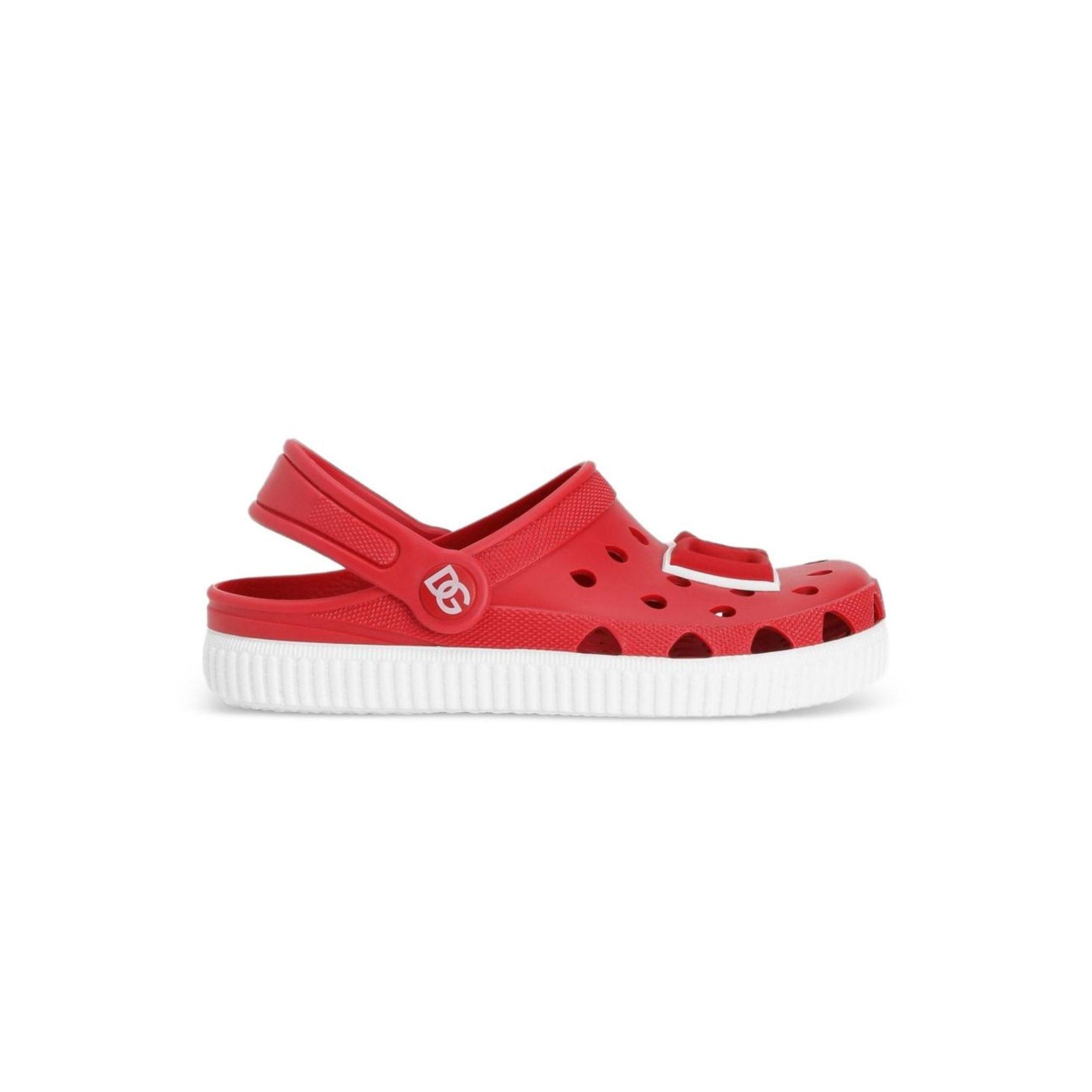 Sandali per bambini Dolce & Gabbana Kids rossi con applicazione logo sul davanti DN0213 AT079 80303 DOLCE & GABBANA KIDS
