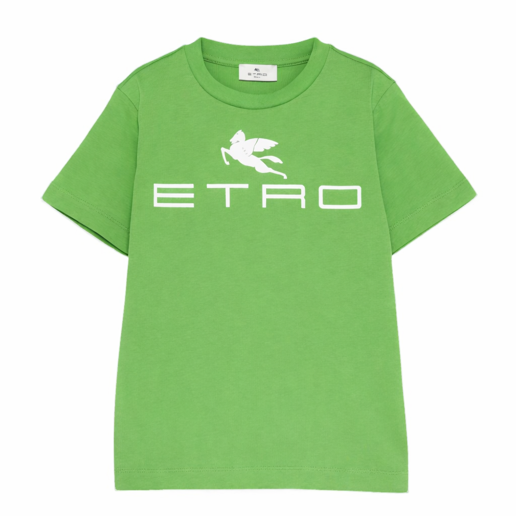 T-shirt per bambino Etro Kids verde con stampa logo GY8Q11 Z3672 773 ETRO KIDS