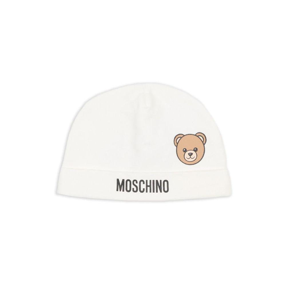 Berretto per neonati Moschino Kids bianco con motivo orsetto MUX05ULCA19 10063 MOSCHINO KIDS