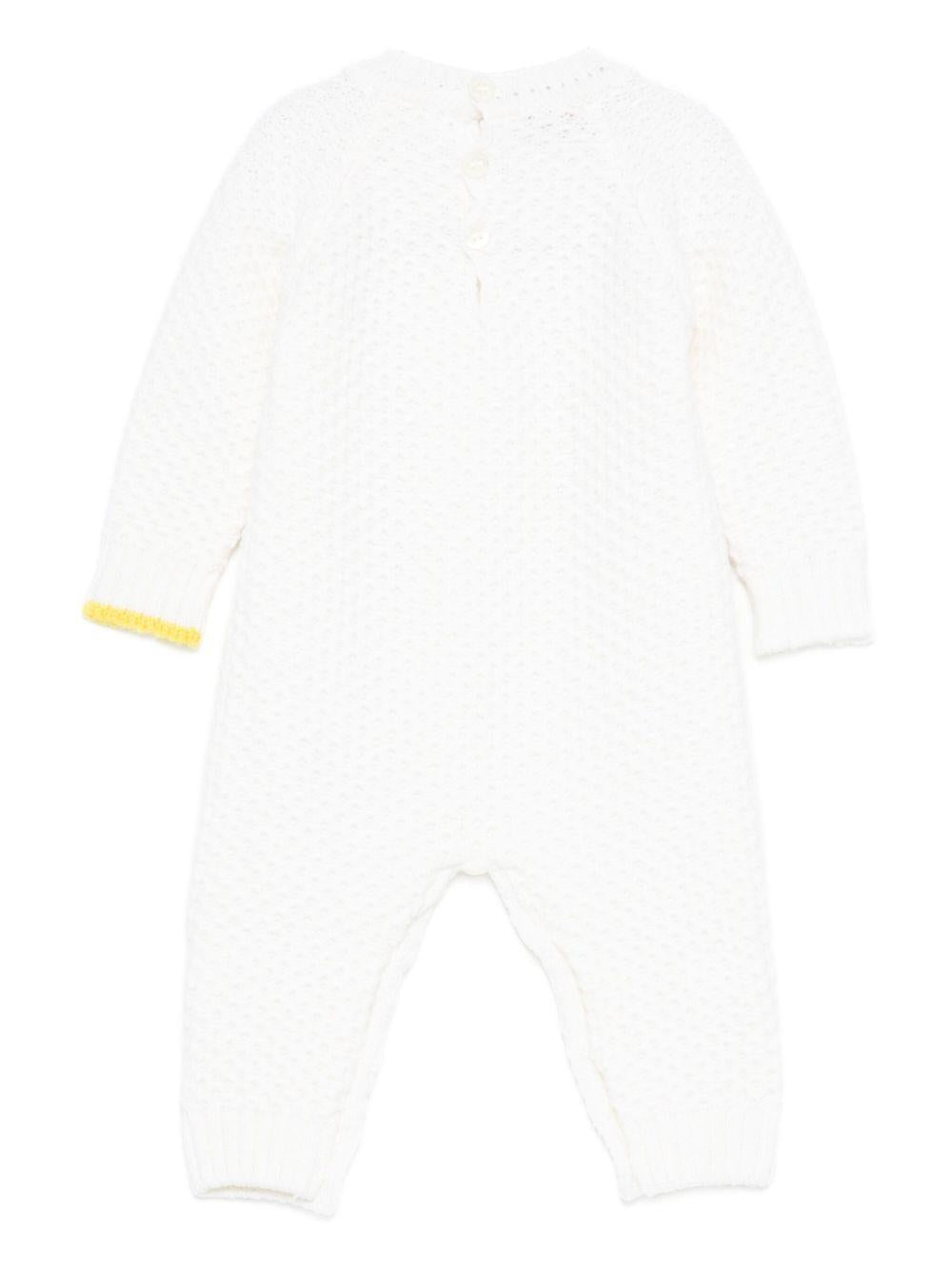 Tutina per neonati Gensami Kids bianca in maglia TU-APE-WE OFF WHITE GENSAMI