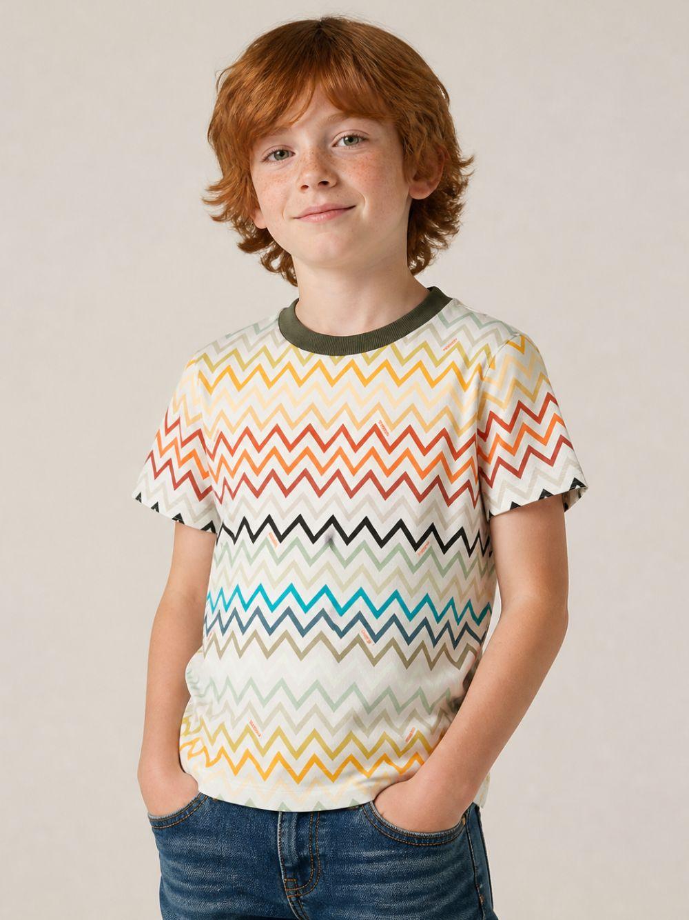 T-shirt per bambino Missoni Kids multicolore con stampa zigzag MZ8H21 Z4094 960MC MISSONI KIDS