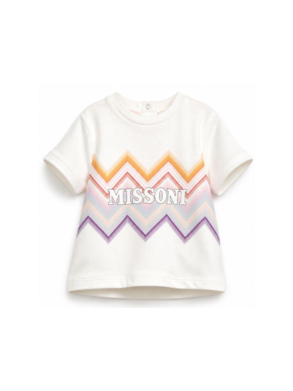 T-shirt per neonati Missoni Kids bianca con stampa zigzag MZ8001 Z3672 102 MISSONI KIDS