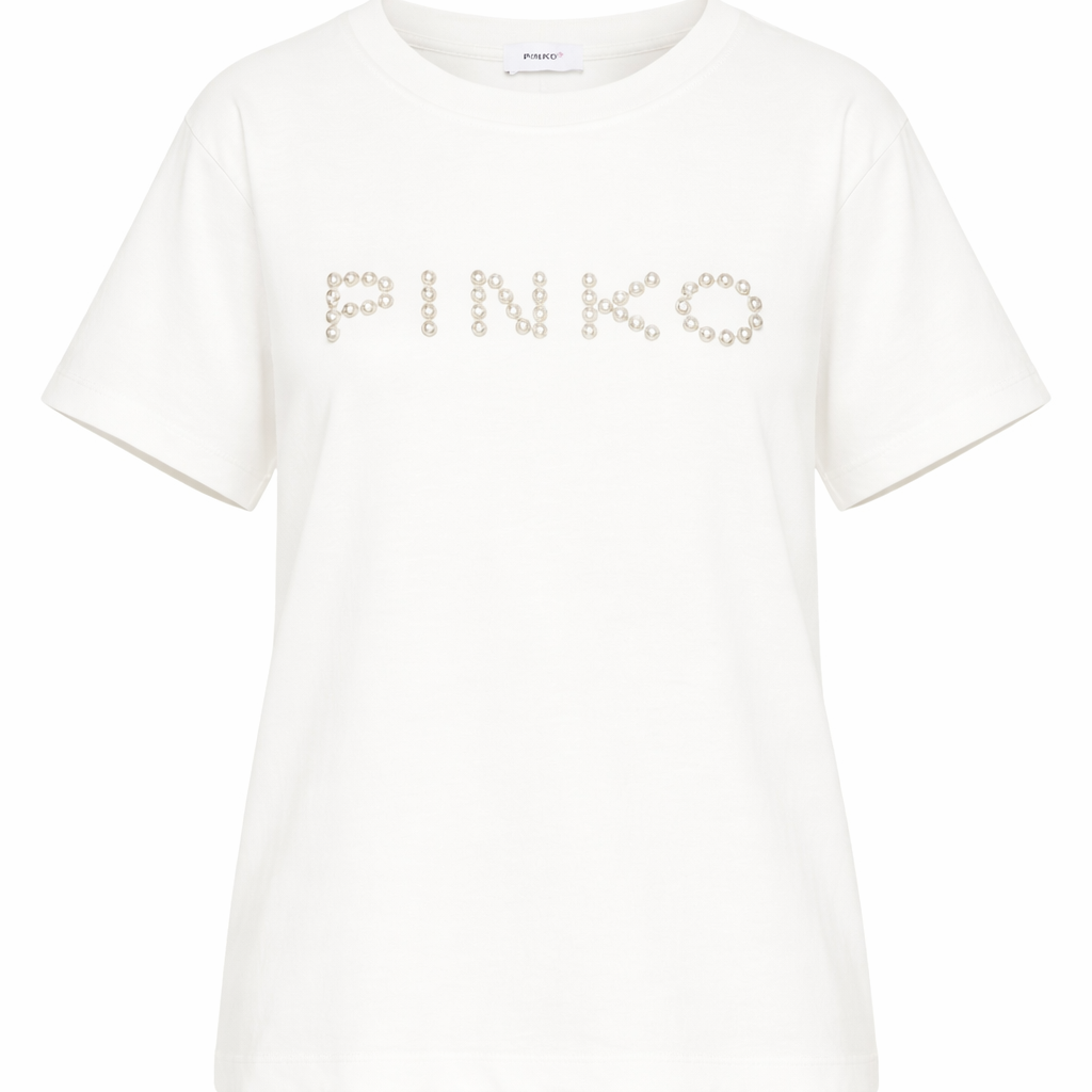 T-shirt per bambina Pinko Kids bianca con dettaglio borchie KFTS051CJE017 0998 PINKO KIDS