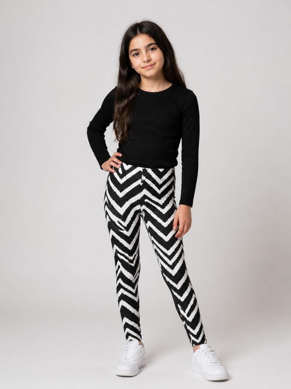 Leggings per bambina Missoni Kids nero con stampa a zigzag MZ6B30 Z4154 930BG MISSONI KIDS