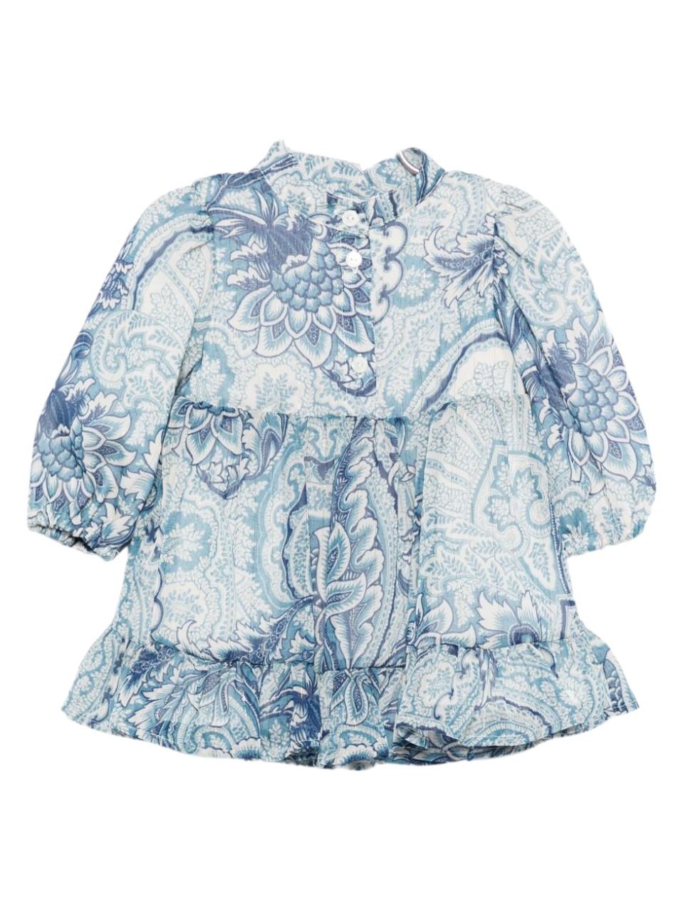 Abito per neonata Etro Kids azzurro con motivo paisley GX1020 K0244 638BL ETRO KIDS