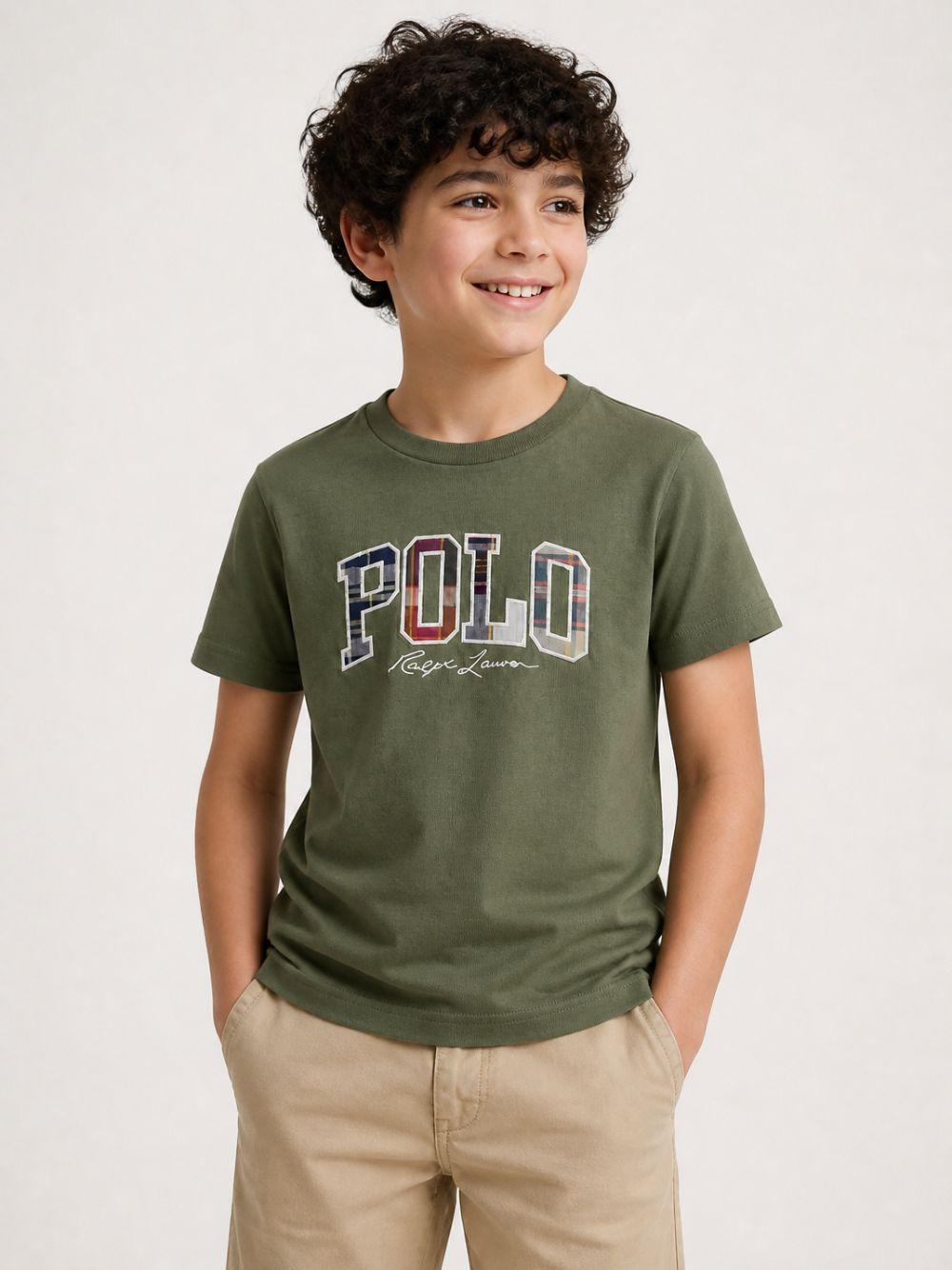 T-shirt per bambino Polo Ralph Lauren Kids verde con ricamo logo 322B18474 001 Ralph Lauren kids