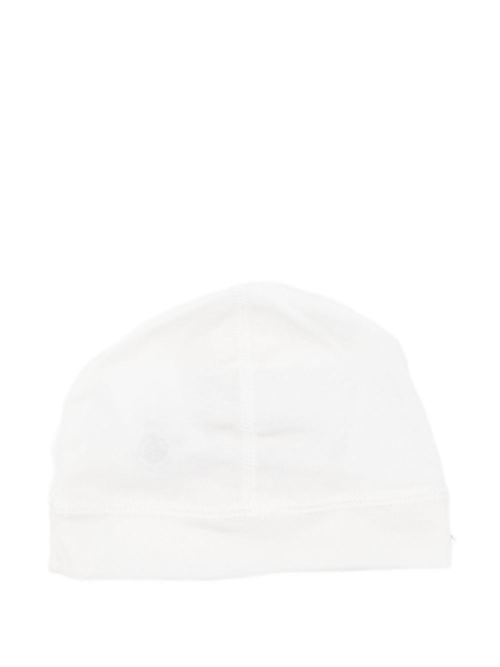 Berretto per neonati Petit Bateau bianco con logo sul davanti A0AZW 01 PETIT BATEAU