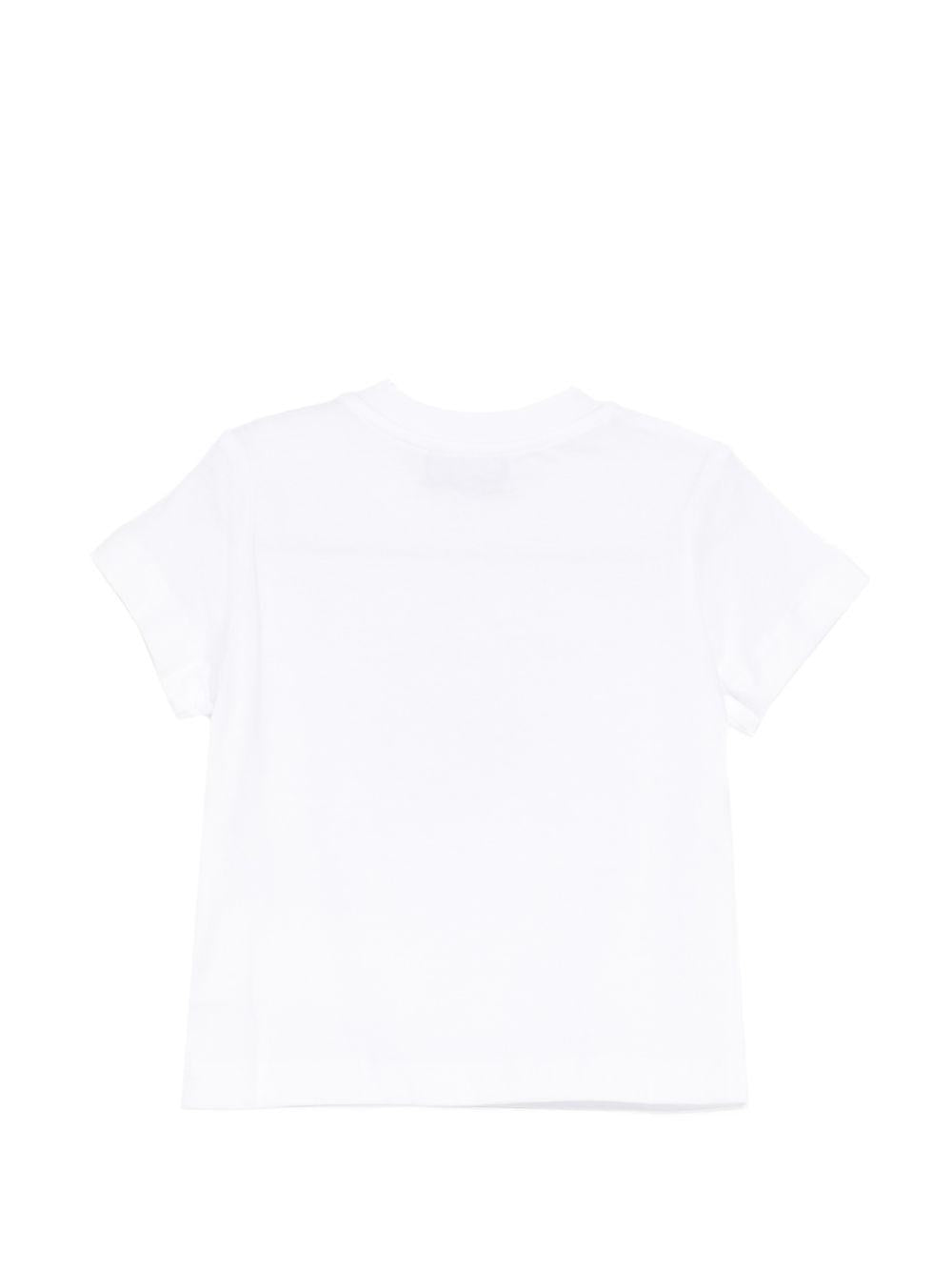 T-shirt per neonati Moschino Kids bianca con stampa tre Teddy Bear MUM04KLAA17 10101 MOSCHINO KIDS