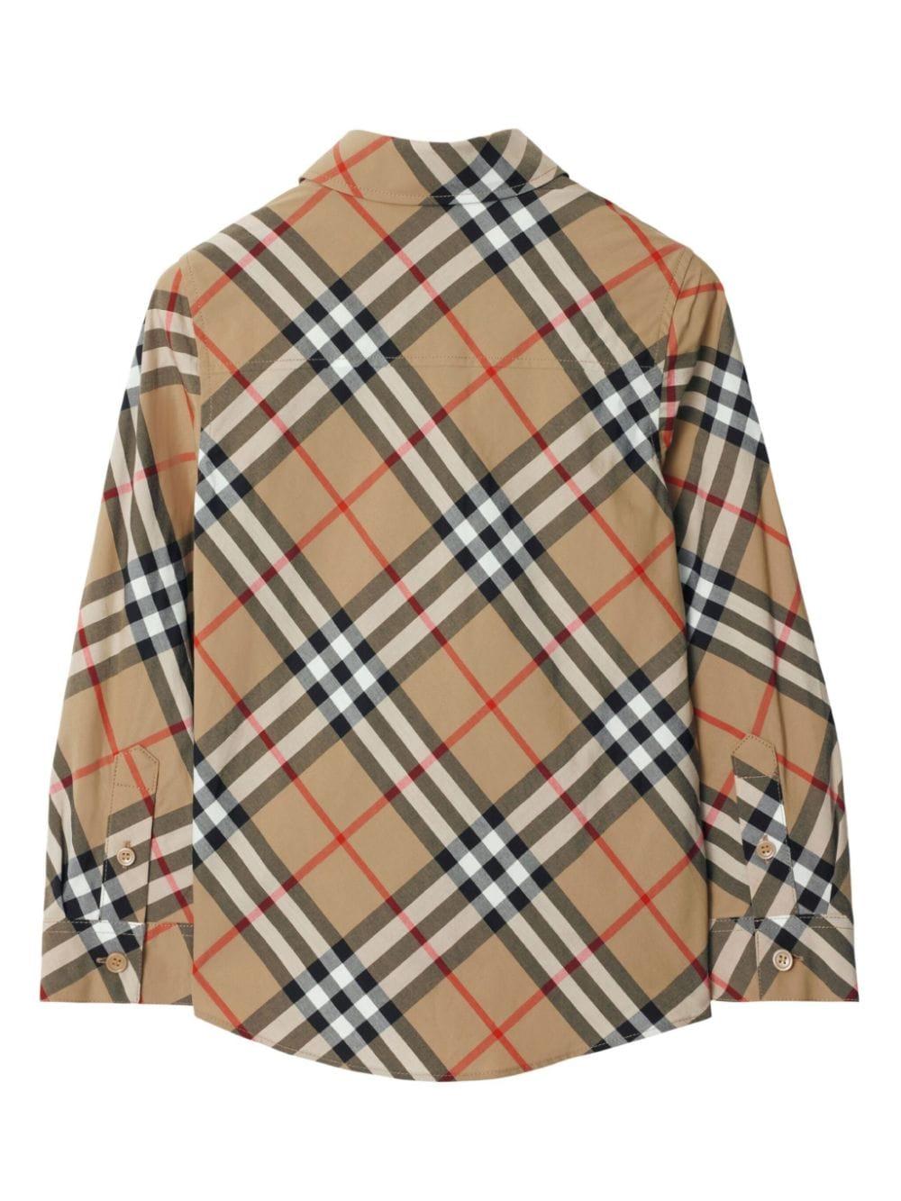 Camicia in cotone con motivo vintage check per bambino Burberry Kids beige con colletto alla francese 8088966 B9368 BURBERRY KIDS