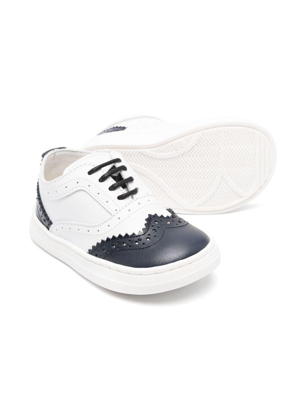 Brogues in pelle per bambino BabyWalker bianco con dettaglio traforato PB5275 WHITE/BLUE BABYWALKER KIDS